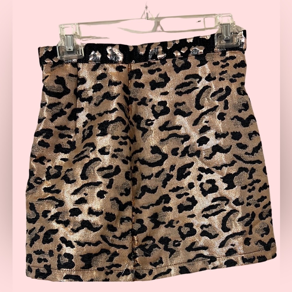 Topshop Metallic Leopard Print Skirt